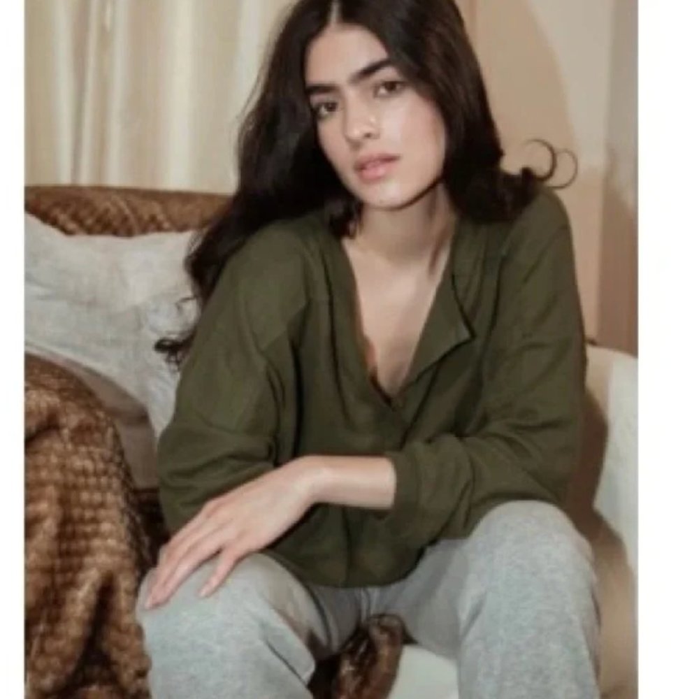 Urban Outfitters Olive Green Henley Top